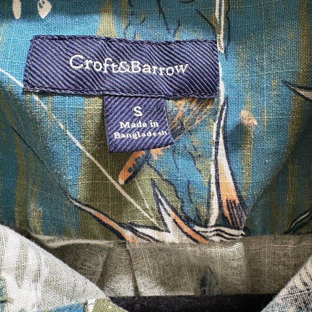 CROFT & BARROW Men’s Short-Sleeve Shirt 100% Cotton Billfish & Boats Size Small - Picture 6 of 6